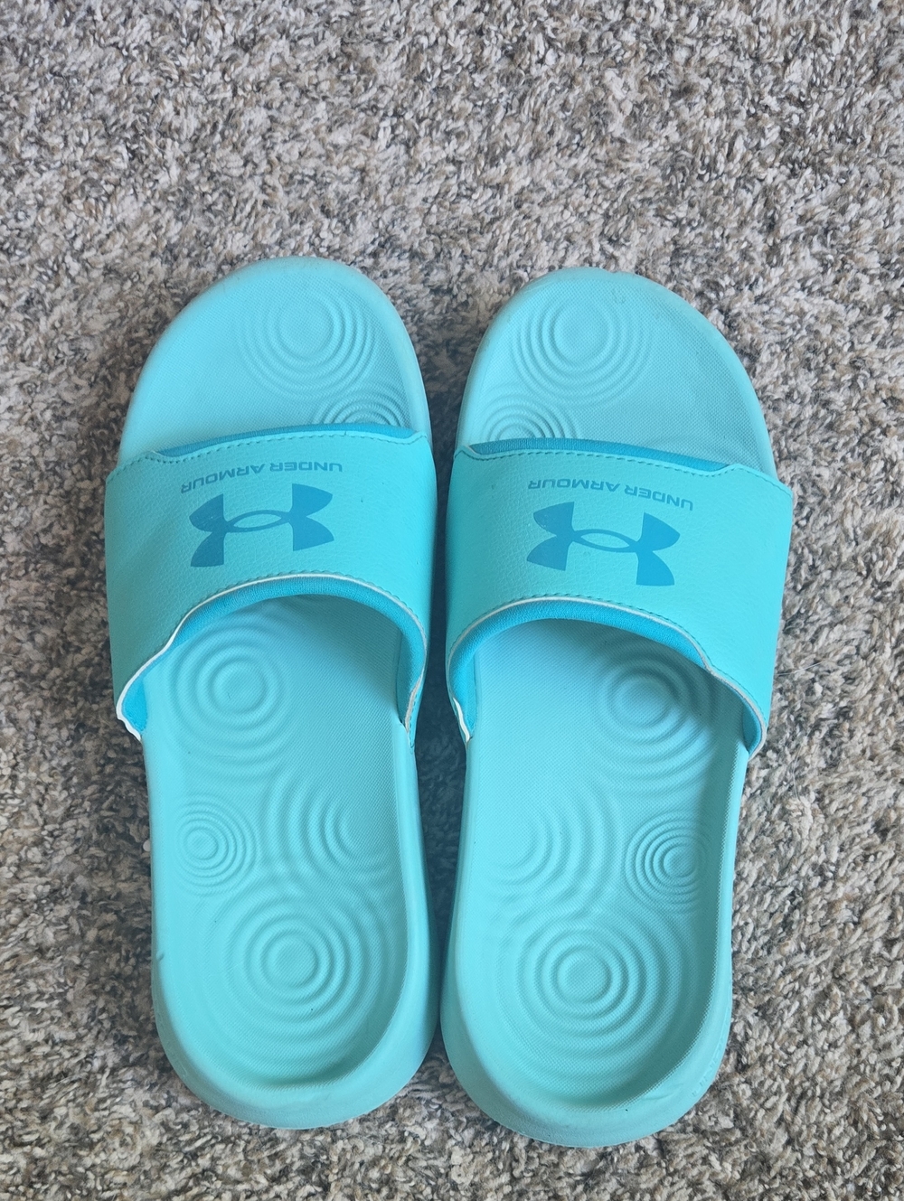 Under Armour  Turquoise Slide Sandals with Logo Strap